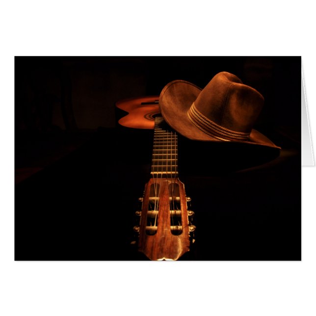 Cowboy-Pet en Guitar BronzeWestern-kaart (Voorkant Horizontaal)