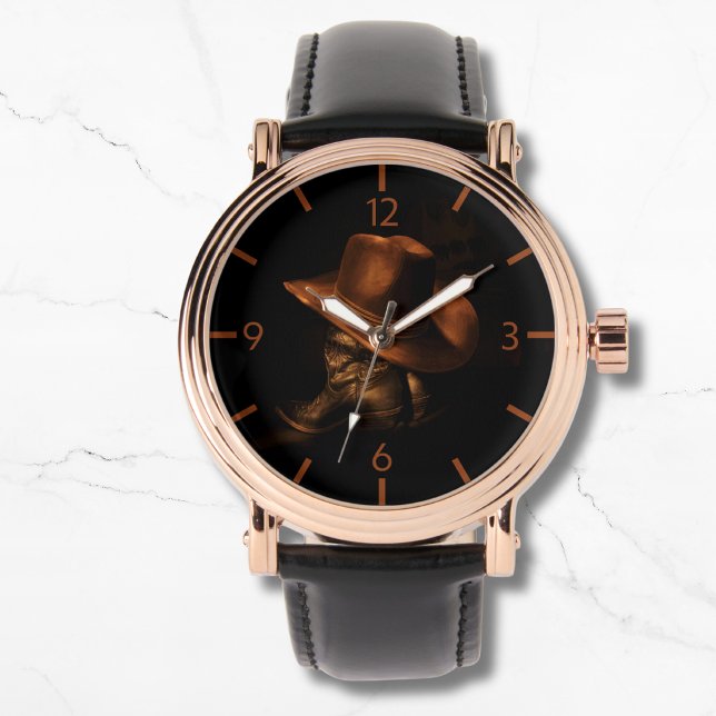 Cowboy Pet en lederen laarzen mannelijk Horloge (Creator heeft geüpload)