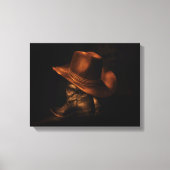 Cowboy Pet en lederen laarzen rustieke mannelijke Canvas Afdruk (Voorkant)