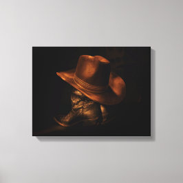 Cowboy Pet en lederen laarzen rustieke mannelijke Canvas Afdruk