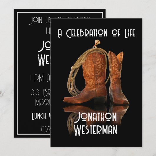 Cowboy Pet en Rope Celebration of Life Invitation Kaart (Voorkant / Achterkant)