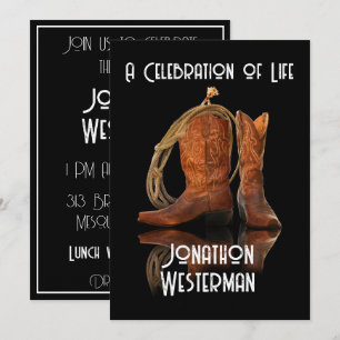 Cowboy Pet en Rope Celebration of Life Invitation Kaart
