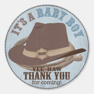 Cowboy Pet en Touw Western Baby shower Ronde Sticker