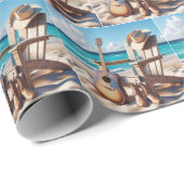 Cowboy Pet, gitaar en laarzen in het strand Cadeaupapier (Rol Hoek)