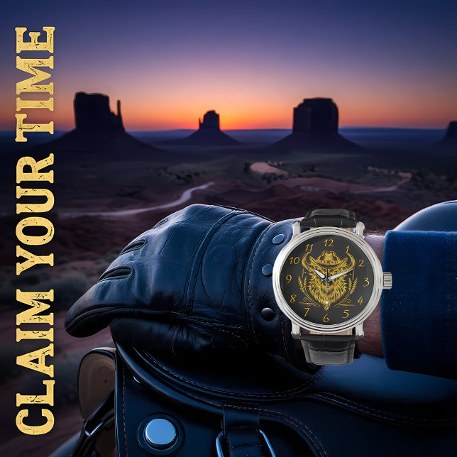 Cowboy Pet Golden Buffalo Art Horloge (Creator heeft geüpload)