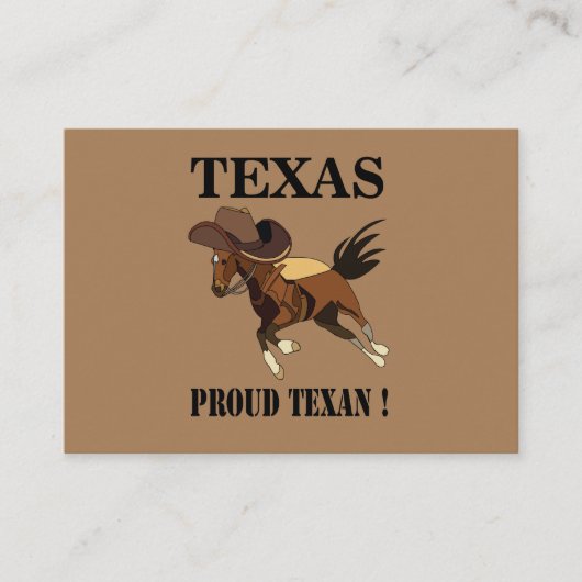 Cowboy Pet Horse Proud Texan Visitekaartje (Voorkant)