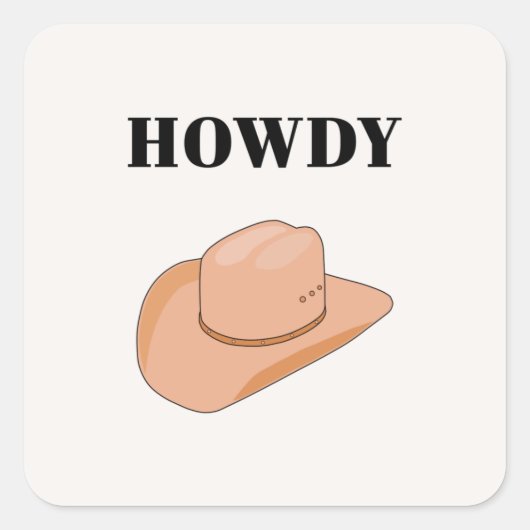 Cowboy Pet Howdy Earthy Boho Beige Vierkante Sticker (Voorkant)