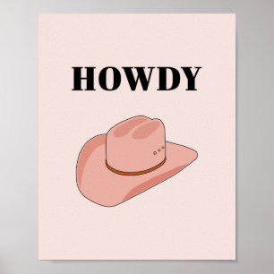 Cowboy Pet Howdy Peach Boho Poster