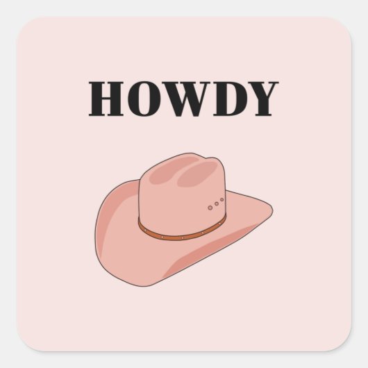 Cowboy Pet Howdy Peach Boho Vierkante Sticker (Voorkant)