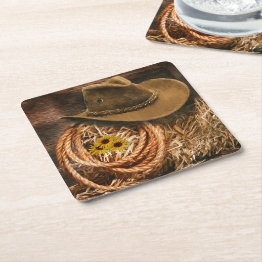 Cowboy Pet Kartonnen Onderzetters (Schuin)