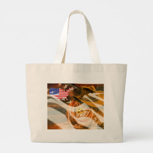 Cowboy Pet Lasso American Flag Sunrays Grote Tote Bag