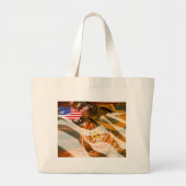 Cowboy Pet Lasso American Flag Sunrays Grote Tote Bag (Voorkant)