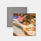 Cowboy Pet Lasso American Flag Sunrays Magneet (Voorkant / Achterkant)