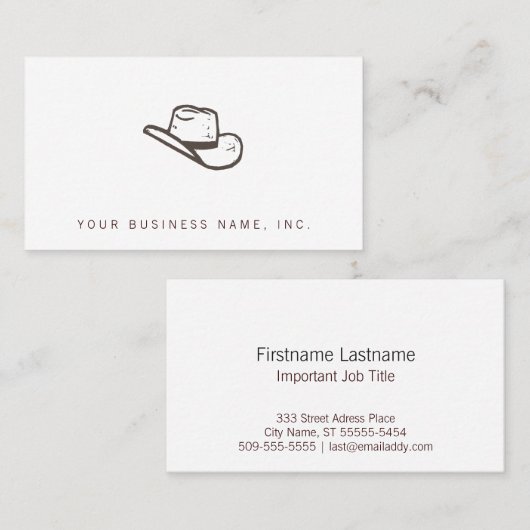 Cowboy Pet Letterpress Style Visitekaartje (Voorkant / Achterkant)