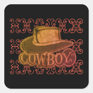 Cowboy Pet meerkleurig Vierkante Sticker