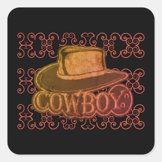 Cowboy Pet meerkleurig Vierkante Sticker (Voorkant)