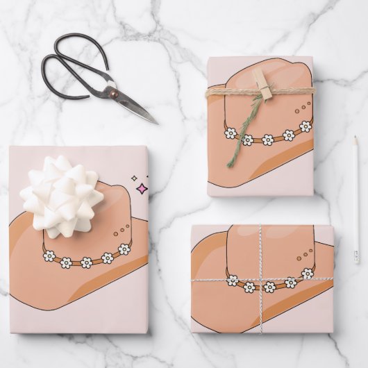 Cowboy Pet Neutral Beige Inpakpapier Vel (Voorkant)