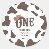 Cowboy Pet ONE Eerste Rodeo 1e Verjaardagsfeest Ronde Sticker (Voorkant)