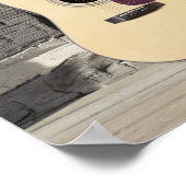 Cowboy-pet op gitaarleuning in de logcabine poster (Hoek)