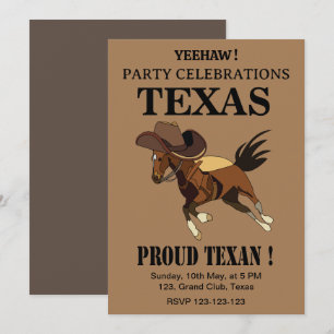  Cowboy Pet Paard Proud Texan Texas Party Kaart