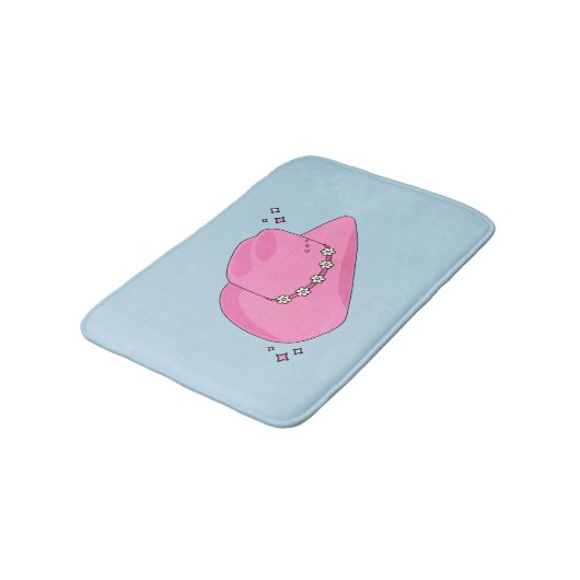 Cowboy Pet Preppy roze en blauw Badmat (Gekanteld)