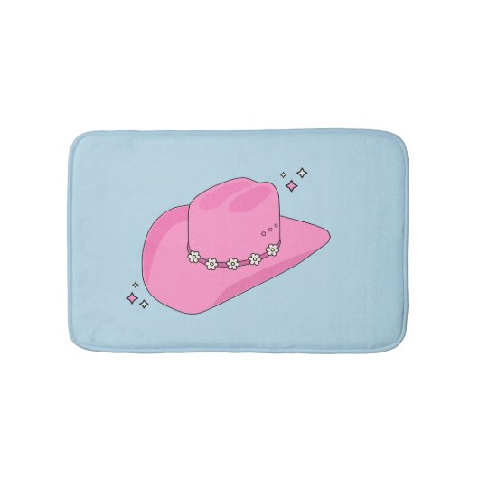 Cowboy Pet Preppy roze en blauw Badmat (Voorkant)