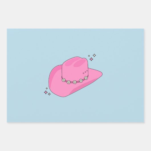 Cowboy Pet Preppy roze en blauw Inpakpapier Vel (Voorkant)
