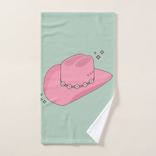 Cowboy Pet Preppy roze en groen Bad Handdoek (Handdoek)