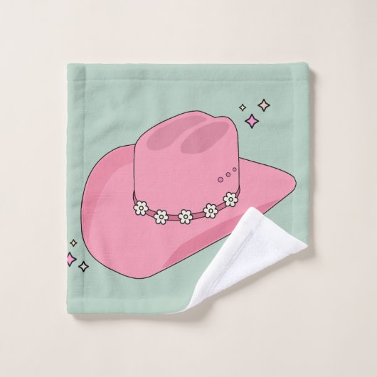 Cowboy Pet Preppy roze en groen Bad Handdoek (Wasdoekje)