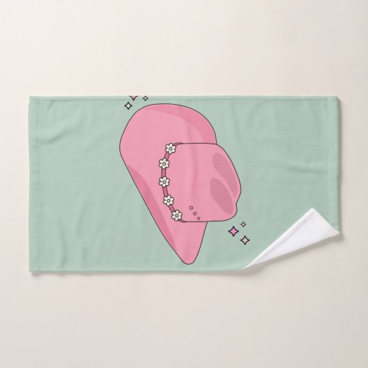 Cowboy Pet Preppy roze en groen Bad Handdoek (Handdoek)