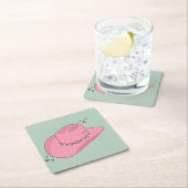 Cowboy Pet Preppy roze en groen Kartonnen Onderzetters (Insitu)