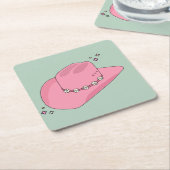 Cowboy Pet Preppy roze en groen Kartonnen Onderzetters (Schuin)