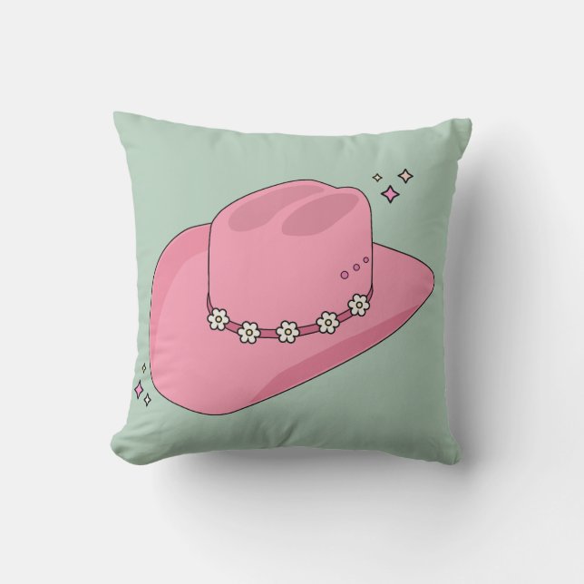 Cowboy Pet Preppy roze en groen Kussen (Voorkant)