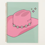 Cowboy Pet Preppy roze en groen Planner<br><div class="desc">Cowboy Pet - roze en groen - moderne en kleurrijke Preppy Cowboy Pet illustratie.</div>