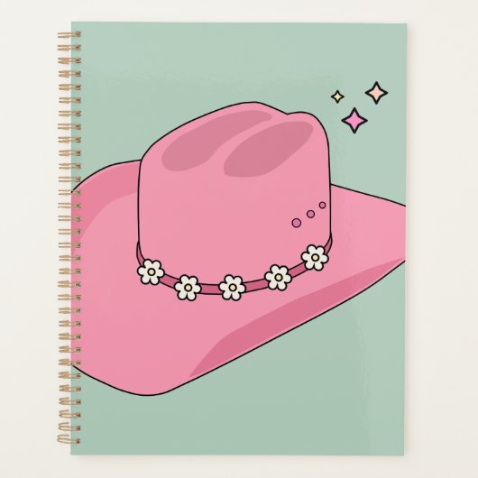 Cowboy Pet Preppy roze en groen Planner (Voorkant)
