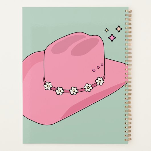 Cowboy Pet Preppy roze en groen Planner (Achterkant)