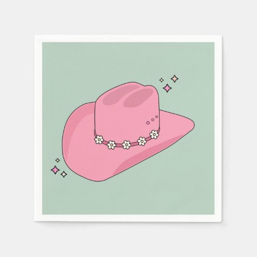 Cowboy Pet Preppy roze en groen Servet (Voorkant)
