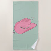 Cowboy Pet Preppy roze en groen Strandlaken (Voorkant)