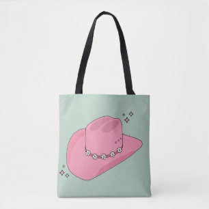 Cowboy Pet Preppy roze en groen Tote Bag