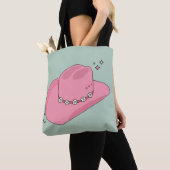 Cowboy Pet Preppy roze en groen Tote Bag (Dichtbij)