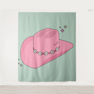 Cowboy Pet Preppy roze en groen Wandkleed