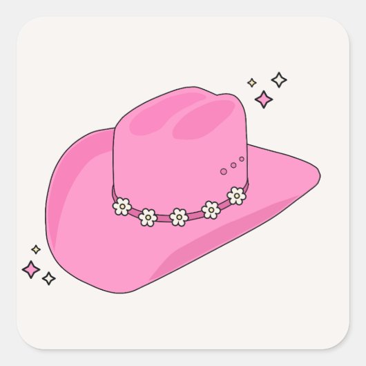 Cowboy Pet Preppy Roze Vierkante Sticker (Voorkant)