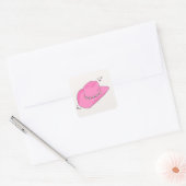 Cowboy Pet Preppy Roze Vierkante Sticker (Envelop)
