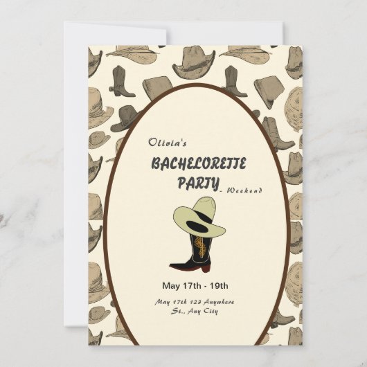 Cowboy Pet Schoenen Patroon Bachelorette Party Kaart (Achterkant)