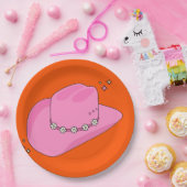 Cowboy Pet Sinaasappel en roze Papieren Bordje (Feest)