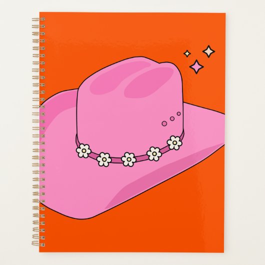 Cowboy Pet Sinaasappel en roze Planner (Voorkant)
