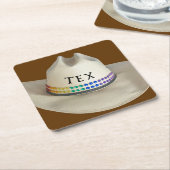 Cowboy pet strass & partij naam van uw keuze kartonnen onderzetters (Schuin)