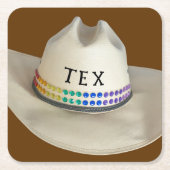 Cowboy pet strass & partij naam van uw keuze kartonnen onderzetters (Voorkant)