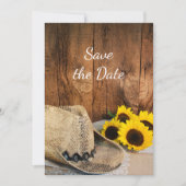 Cowboy Pet Sunflower Barn Wedding Save the Date Kaart (Voorkant)