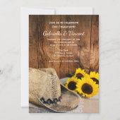 Cowboy Pet, Sunflower Barn Wood Engagement Party Kaart (Voorkant)
